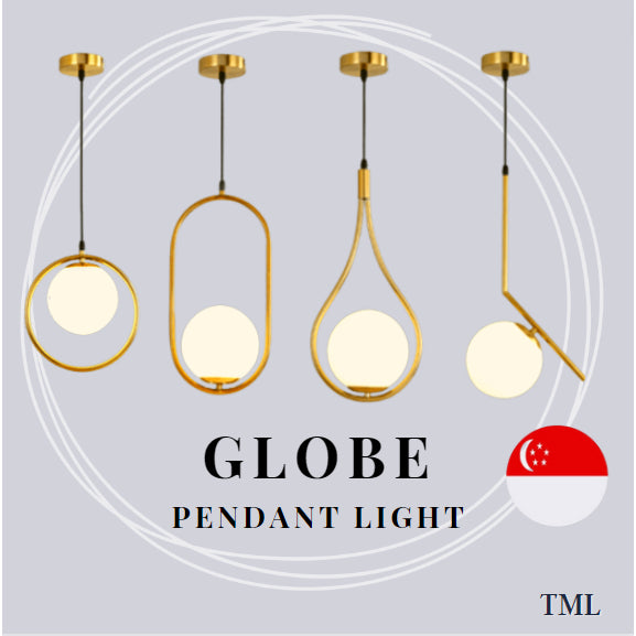 Premium Gold Minimalist Globe Pendant Light Bedside Dining Light 4HOME SINGAPORE - 4HOME