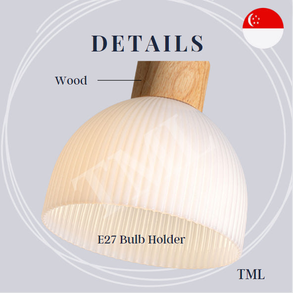 Linear Wood Japanese Design 3Head Pendant Light Dining Island 4HOME SINGAPORE - 4HOME