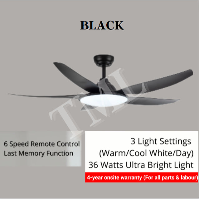 Fanco TRIBUTO 46inch 56inch Ceiling Fan with 36W Extra Bright Light 4HOME SINGAPORE - 4HOME