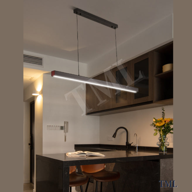 Premium Black Wood Linear Pendant Light 32W Tri-Tone for Dining Island Study Kitchen 4HOME SINGAPORE - 4HOME