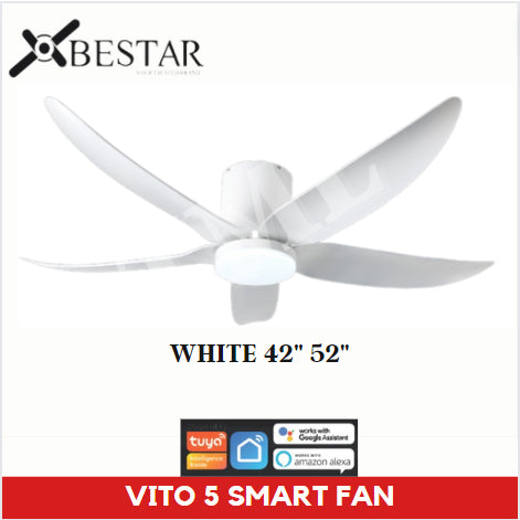 BESTAR Smart Hugger Wifi Controlled Ceiling Fan VITO 5 DC Motor 42" 52" 3blades low ceiling 4HOME SINGAPORE - 4HOME
