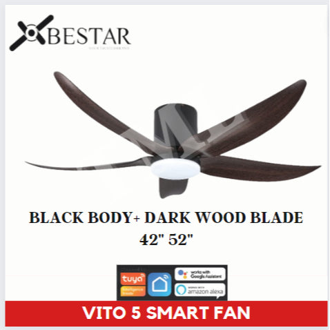 BESTAR Smart Hugger Wifi Controlled Ceiling Fan VITO 5 DC Motor 42" 52" 3blades low ceiling 4HOME SINGAPORE - 4HOME