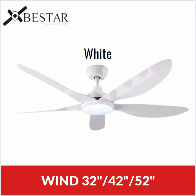 BESTAR Wind Ceiling Fan 5blades DC Motor 32" 42" 52" 4HOME SINGAPORE - 4HOME