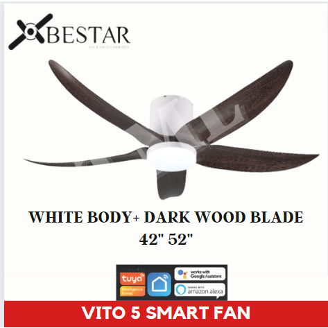 BESTAR Smart Hugger Wifi Controlled Ceiling Fan VITO 5 DC Motor 42" 52" 3blades low ceiling 4HOME SINGAPORE - 4HOME