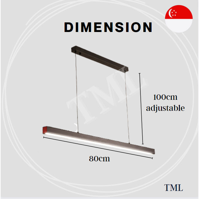 Premium Black Wood Linear Pendant Light 32W Tri-Tone for Dining Island Study Kitchen 4HOME SINGAPORE - 4HOME