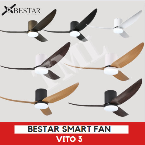 BESTAR Smart Hugger Wifi Controlled Ceiling Fan VITO 3 DC Motor 40" 50" 3blades 4HOME SINGAPORE - 4HOME