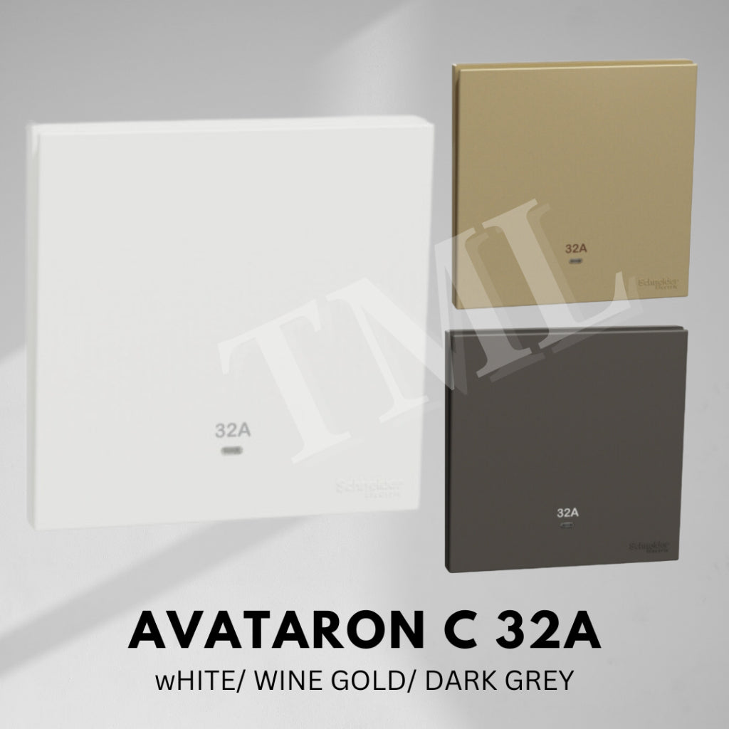 Schneider Avataron C 32A Double Pole Switch White Wine Gold Dark Grey with LED 4HOME SINGAPORE - 4HOME