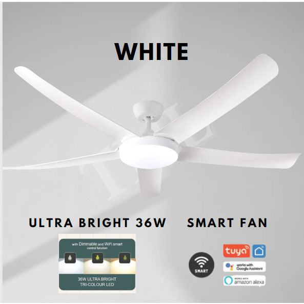 Bestar VESTA SMART Ceiling Fan Ultra Bright 36W Dimmable 5 Blades 42inch 52inch DC Fan 4HOME SINGAPORE - 4HOME