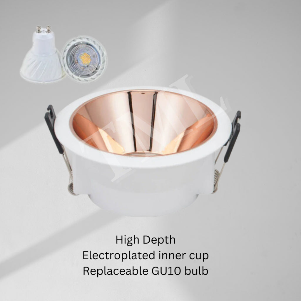 Rose Gold Chrome Black LED Recessed Spotlight High Depth GU10 Thin Frame Eclipse 4HOME SINGAPORE - 4HOME
