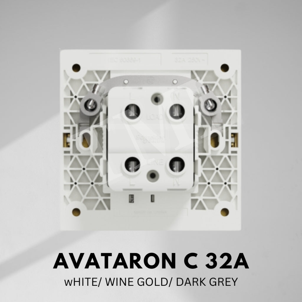 Schneider Avataron C 32A Double Pole Switch White Wine Gold Dark Grey with LED 4HOME SINGAPORE - 4HOME