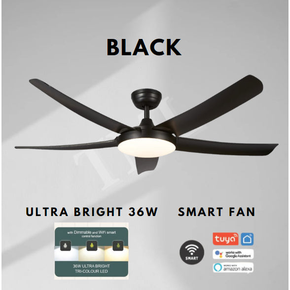 Bestar VESTA SMART Ceiling Fan Ultra Bright 36W Dimmable 5 Blades 42inch 52inch DC Fan 4HOME SINGAPORE - 4HOME