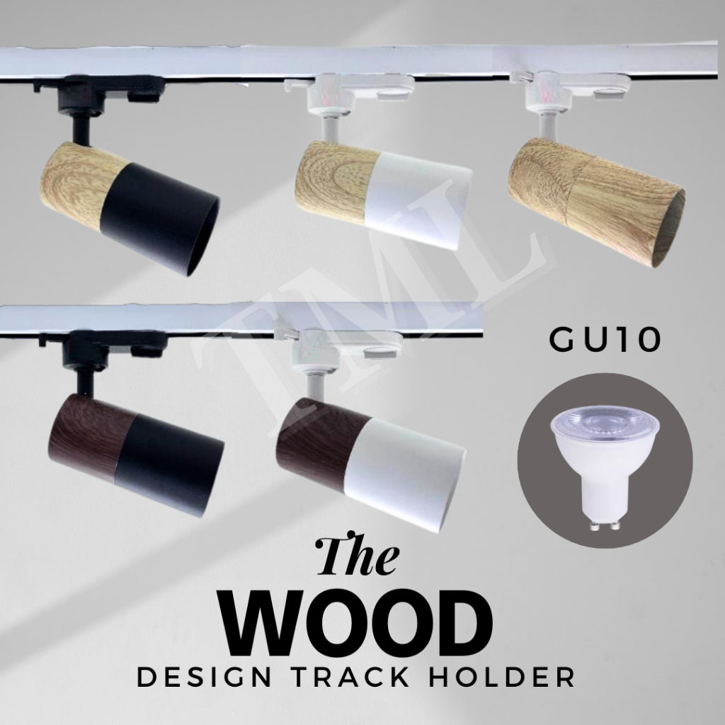 Japanese Wood Pine Oak Walnut Print GU10 Track Holder Track Light 4HOME SINGAPORE - 4HOME