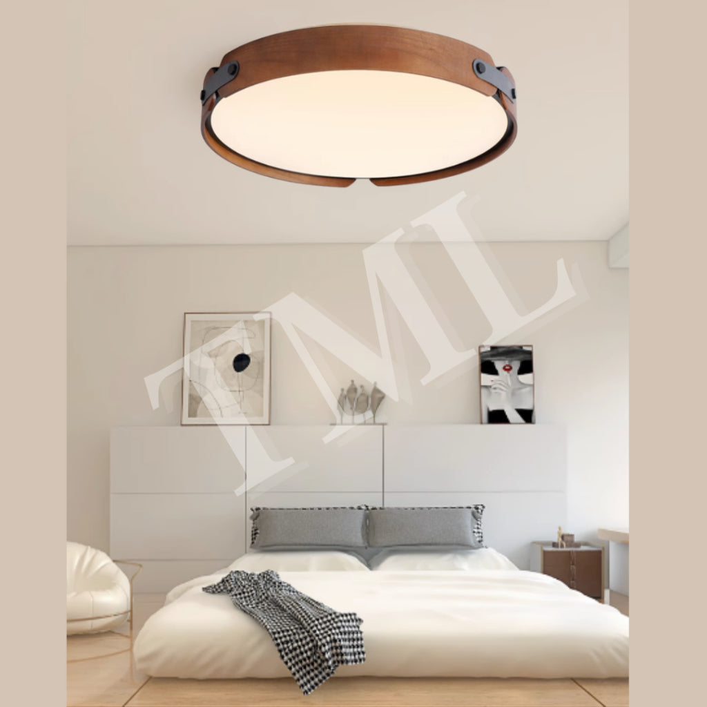 Premium LUX Dark Wood Walnut Real Wood Ceiling Light Bedroom Living Room Kitchen 4HOME SINGAPORE - 4HOME
