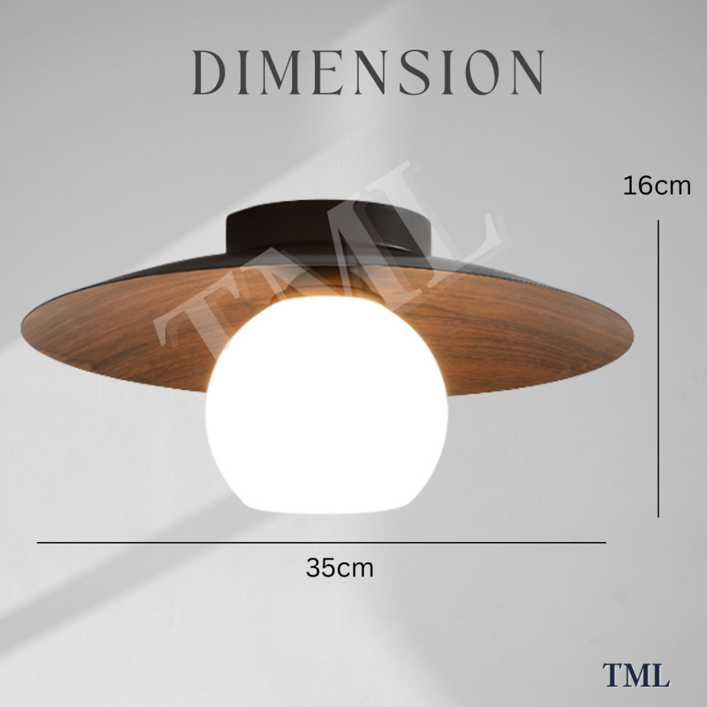 Retro Japanese Light Wood Dark Wood Saturn Globe E27 Bulb Ceiling Light Corridor Small Area 4HOME SINGAPORE - 4HOME