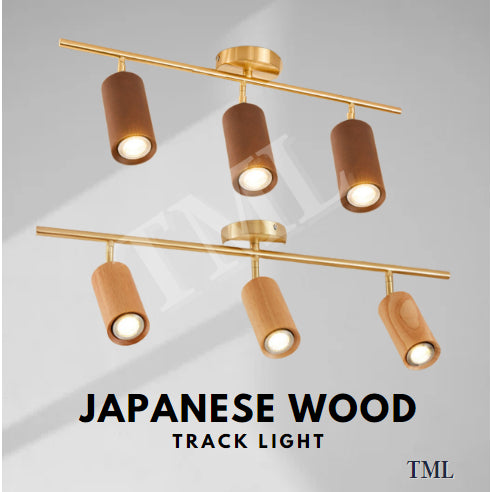 Premium Japanese Wooden Spotlight Track Light Set Wall Light Bedside 7W Tri-tone 4HOME SINGAPORE - 4HOME
