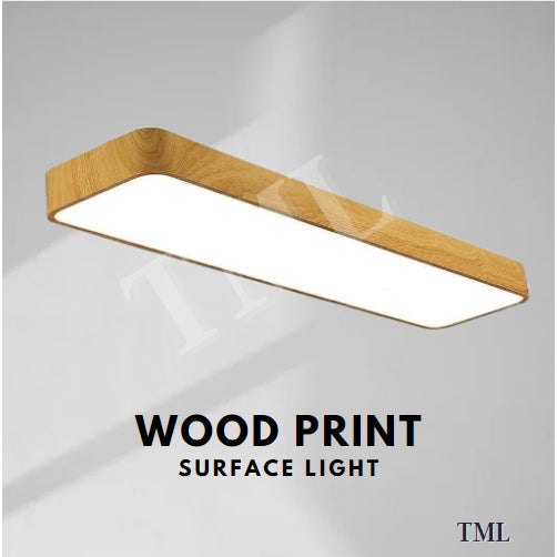 4HOME SINGAPORE 48W Wood Design Rectangular LED Ceiling Light Nordic Minimal Ceiling Light - Daylight for Kitchen Living Room - 4HOME