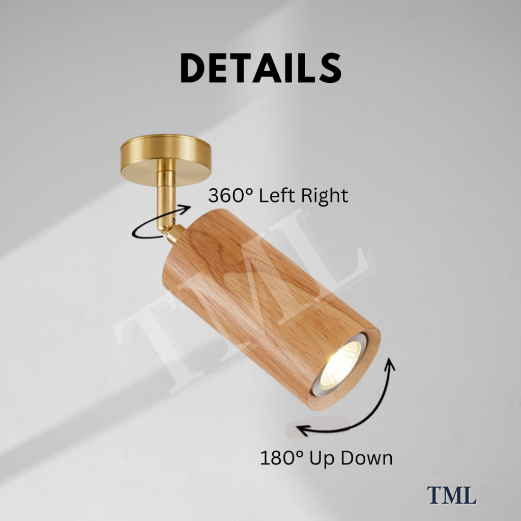 Premium Japanese Wood Spotlight Wall Light Bedside 7W Tri-tone 4HOME SINGAPORE - 4HOME