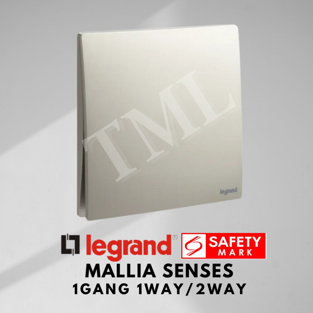 Legrand Mallia Senses 1Gang 1Way 2Way 1G1W 1G2W Switch Designer Matt Black Silver Champagne 4HOME SINGAPORE - 4HOME