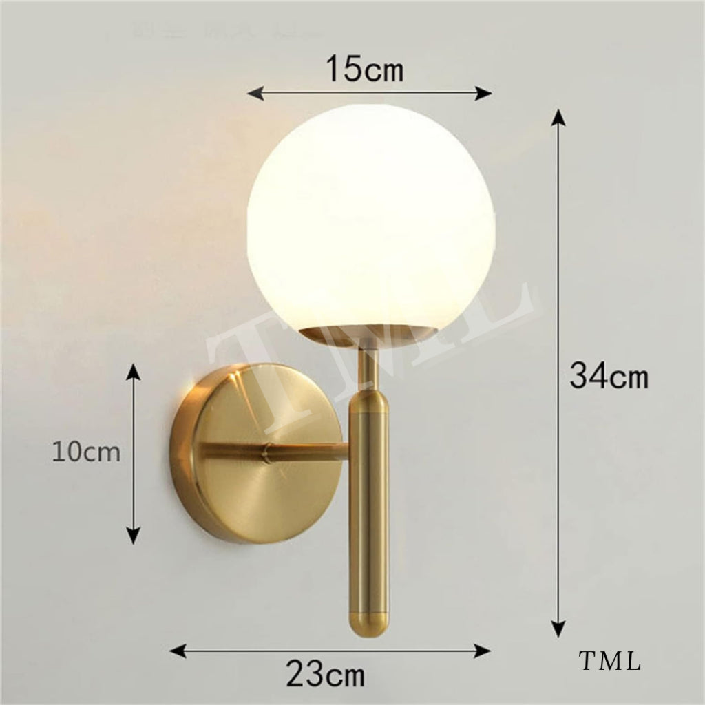 Lux Gold Glass Globe E27 Wall Light Bedside Bathroom Balcony Hallway 4HOME SINGAPORE - 4HOME