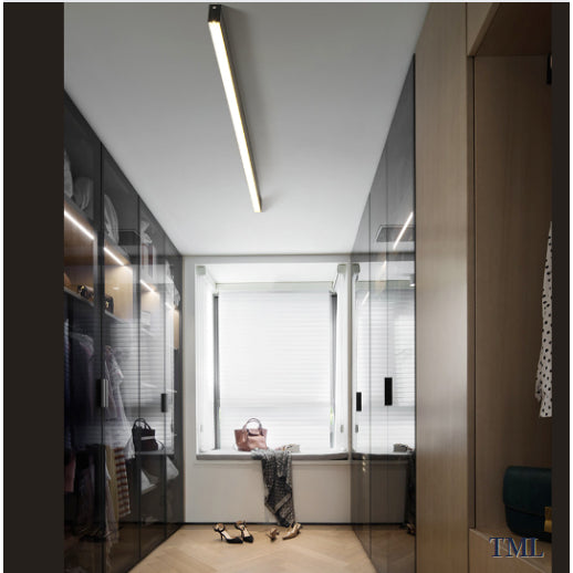 Black Slim Linear Rectangular Long Ceiling Light Tri-tone Corridor Island 4HOME SINGAPORE - 4HOME