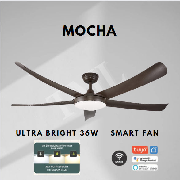 Bestar VESTA SMART Ceiling Fan Ultra Bright 36W Dimmable 5 Blades 42inch 52inch DC Fan 4HOME SINGAPORE - 4HOME