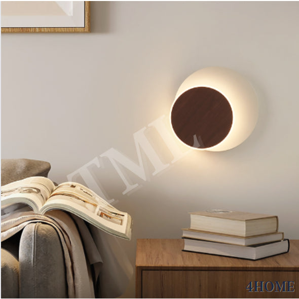 Modern Japanese Wood Printing Eclipse Wall Light 6W Tri-tone Tone Bedside Balcony Feature Wall 4HOME SINGAPORE - 4HOME