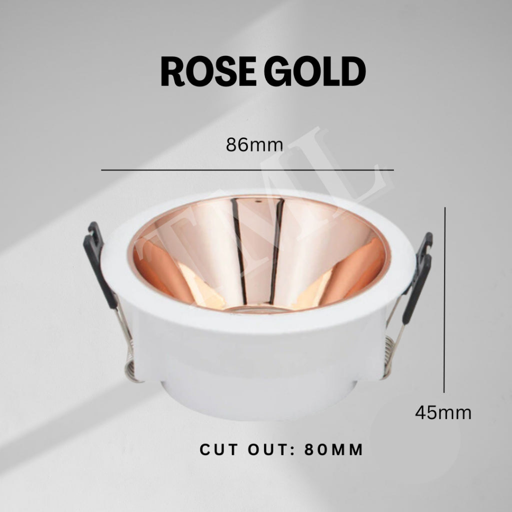 Rose Gold Chrome Black LED Recessed Spotlight High Depth GU10 Thin Frame Eclipse 4HOME SINGAPORE - 4HOME
