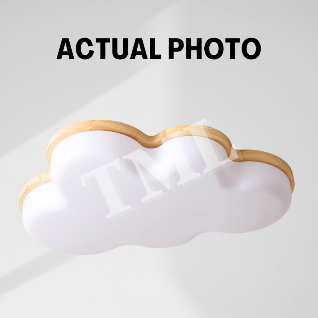 Premium 3D Cloud with Wood Japanese Style Tritone 36W LED Ceiling Light Bedroom Living Room Kitchen 4HOME SINGAPORE - 4HOME