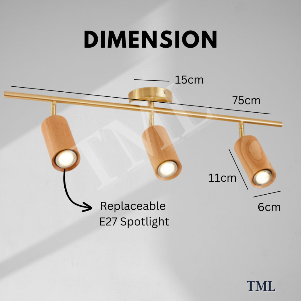 Premium Japanese Wooden Spotlight Track Light Set Wall Light Bedside 7W Tri-tone 4HOME SINGAPORE - 4HOME