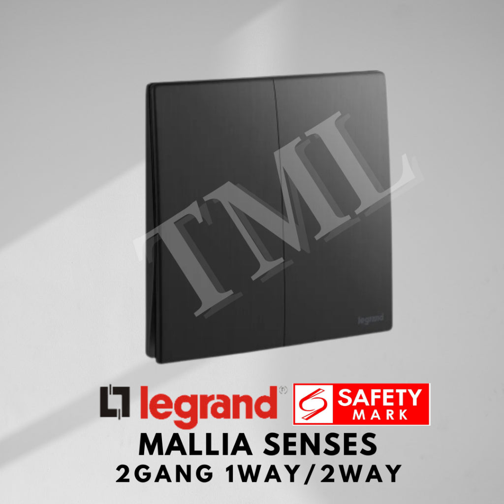 Legrand Mallia Senses 2Gang 1Way 2Way 2G1W 2G2W Switch Designer Matt Black Silver Champagne 4HOME SINGAPORE - 4HOME
