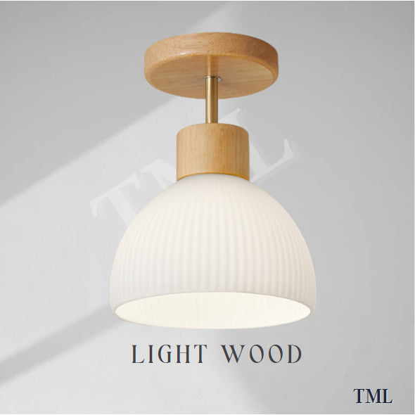Nordic Japanese Dark Wood Light Wood Glass E27 Bulb Ceiling Light Corridor Small Area 4HOME SINGAPORE - 4HOME