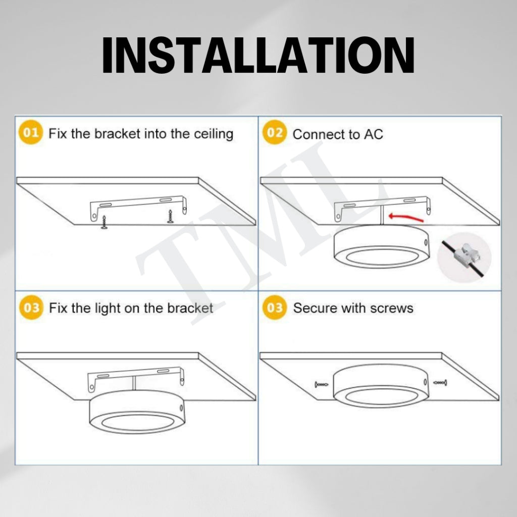 Premium Tritone LED Ceiling Light 12W 18W 24W Surface Mounted Downlight Surface Panel Metal Rim Light 3tone 4HOME SINGAPORE - 4HOME