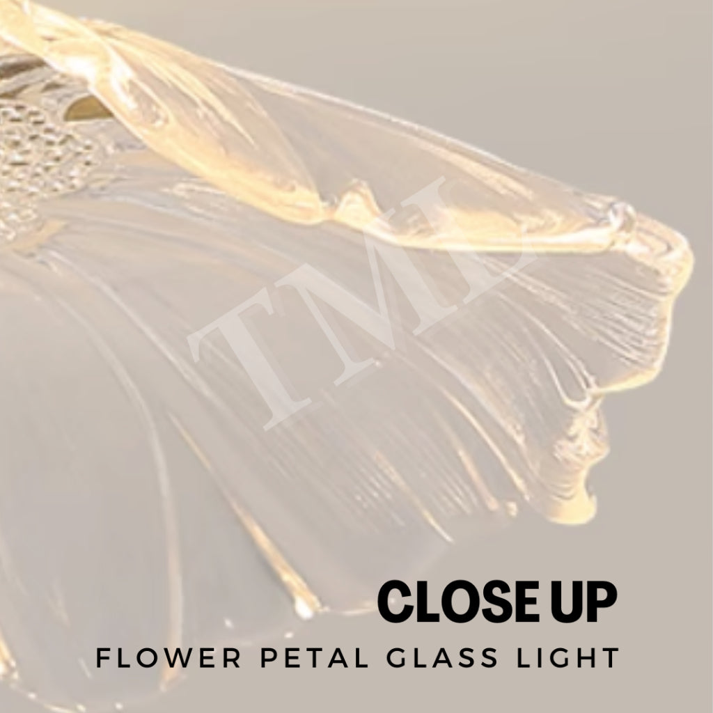 Vintage Style Flower Petal Glass Ceiling Light Walnut Pine Wood E27 Bulb 4HOME SINGAPORE - 4HOME