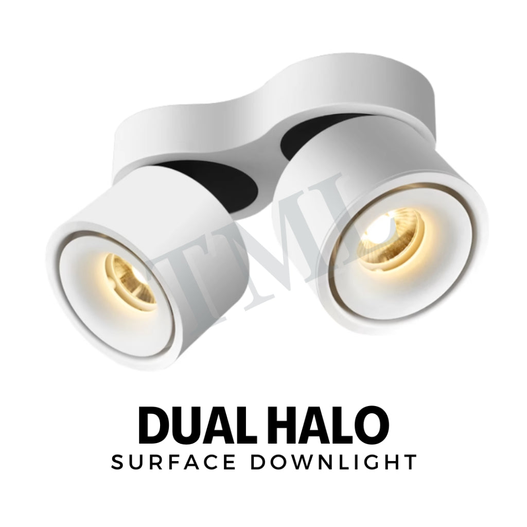 Premium White Double Head Halo Cylindrical Spotlight Surface Mounted Downlight 4HOME SINGAPORE - 4HOME