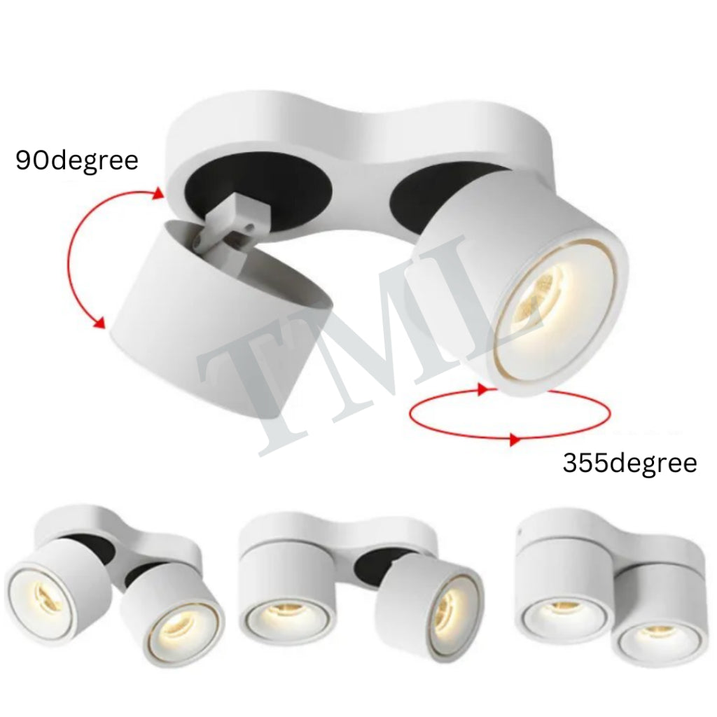 Premium White Double Head Halo Cylindrical Spotlight Surface Mounted Downlight 4HOME SINGAPORE - 4HOME