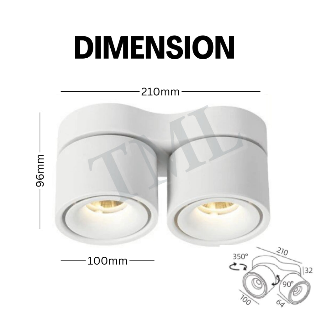 Premium White Double Head Halo Cylindrical Spotlight Surface Mounted Downlight 4HOME SINGAPORE - 4HOME