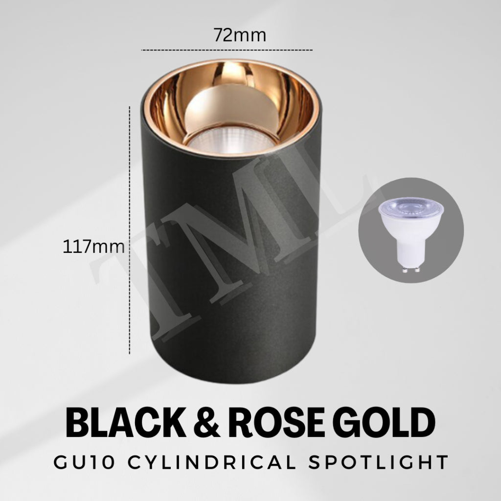 Premium Black White with Rose Gold Ring Surface Mounted Cylindrical Downlight Spotlight 4HOME SINGAPORE - 4HOME