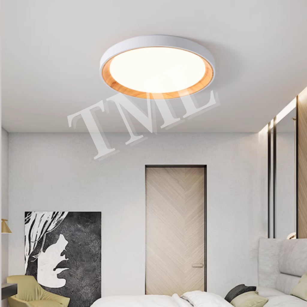 Premium Black White with Inner Wood Print LED Surface Ceiling Light Daylight Warm White Tritone 4HOME SINGAPORE - 4HOME