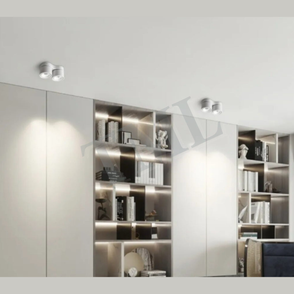 Premium White Double Head Halo Cylindrical Spotlight Surface Mounted Downlight 4HOME SINGAPORE - 4HOME
