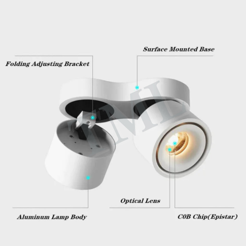 Premium White Double Head Halo Cylindrical Spotlight Surface Mounted Downlight 4HOME SINGAPORE - 4HOME