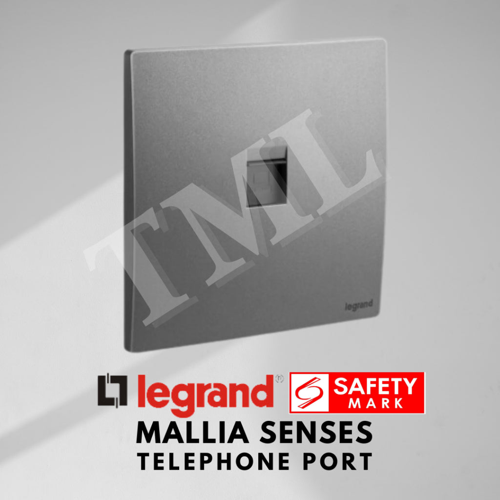 Legrand Mallia Senses Telephone Port Socket Designer Matt Black Silver Champagne 4HOME SINGAPORE - 4HOME