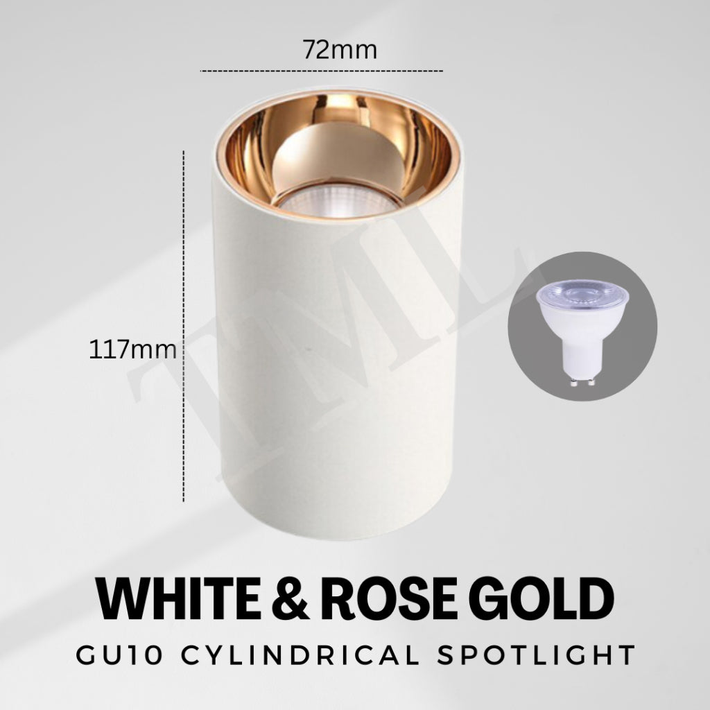 Premium Black White with Rose Gold Ring Surface Mounted Cylindrical Downlight Spotlight 4HOME SINGAPORE - 4HOME