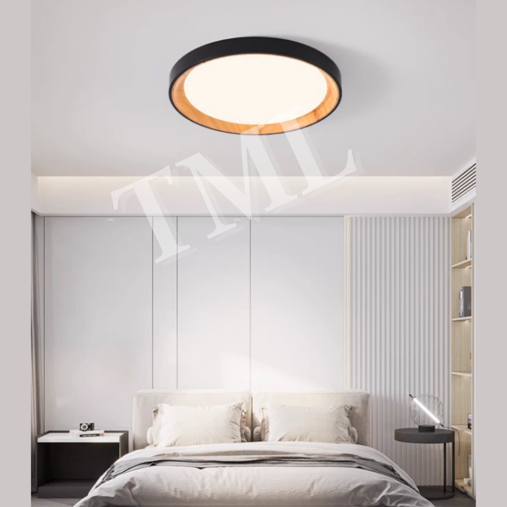 Premium Black White with Inner Wood Print LED Surface Ceiling Light Daylight Warm White Tritone 4HOME SINGAPORE - 4HOME