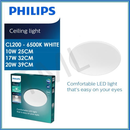 Philips CL200 LED Round Ceiling Light 6500K White Light 10W 17W 20W HDB Toilet Bedroom Store Living Room 4HOME SINGAPORE - 4HOME