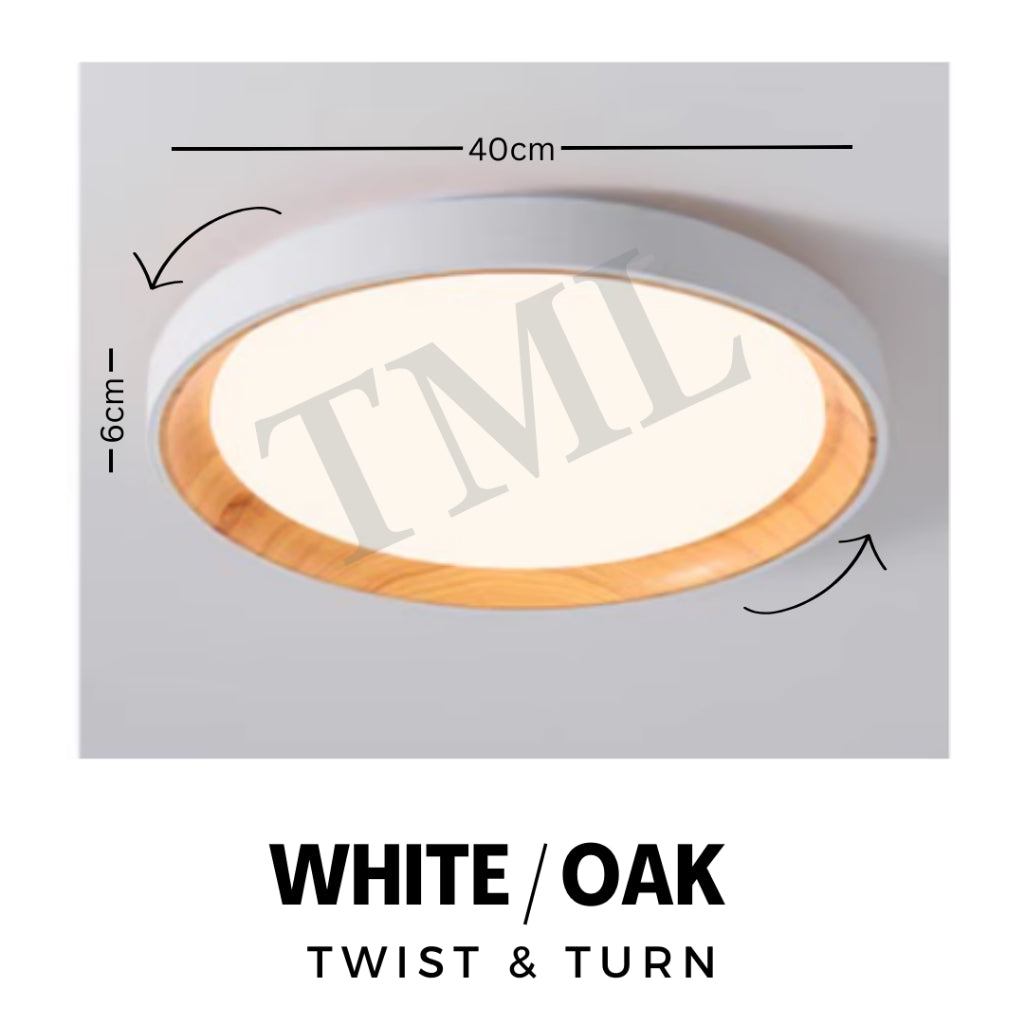 Premium Black White with Inner Wood Print LED Surface Ceiling Light Daylight Warm White Tritone 4HOME SINGAPORE - 4HOME