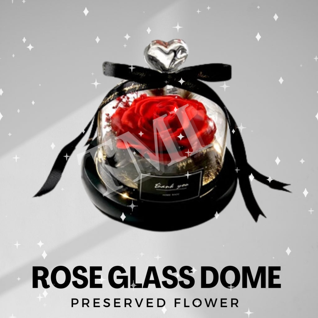 Valentine Gift Preserved Rose Flower Glass Dome with LED light Romantic | Birthday Anniversary | Gift for Her 4HOME SINGAPORE - 4HOME