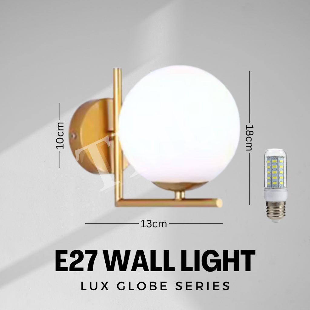 Lux Gold E27 Globe Wall Light Bedside Bathroom Balcony Hallway 4HOME SINGAPORE - 4HOME