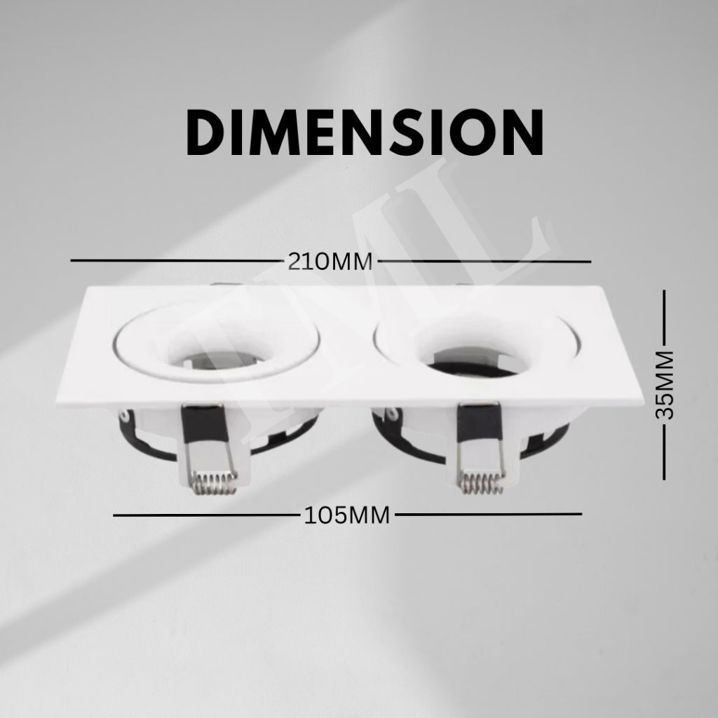 Premium Recessed 360 Degree Halo Double Head Square GU10 Spotlight Recessed Downlight Black White Dual Axis 4HOME SINGAPORE - 4HOME