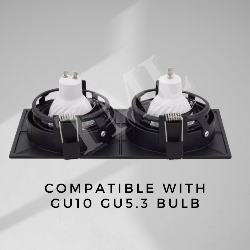 Premium Recessed 360 Degree Halo Double Head Square GU10 Spotlight Recessed Downlight Black White Dual Axis 4HOME SINGAPORE - 4HOME