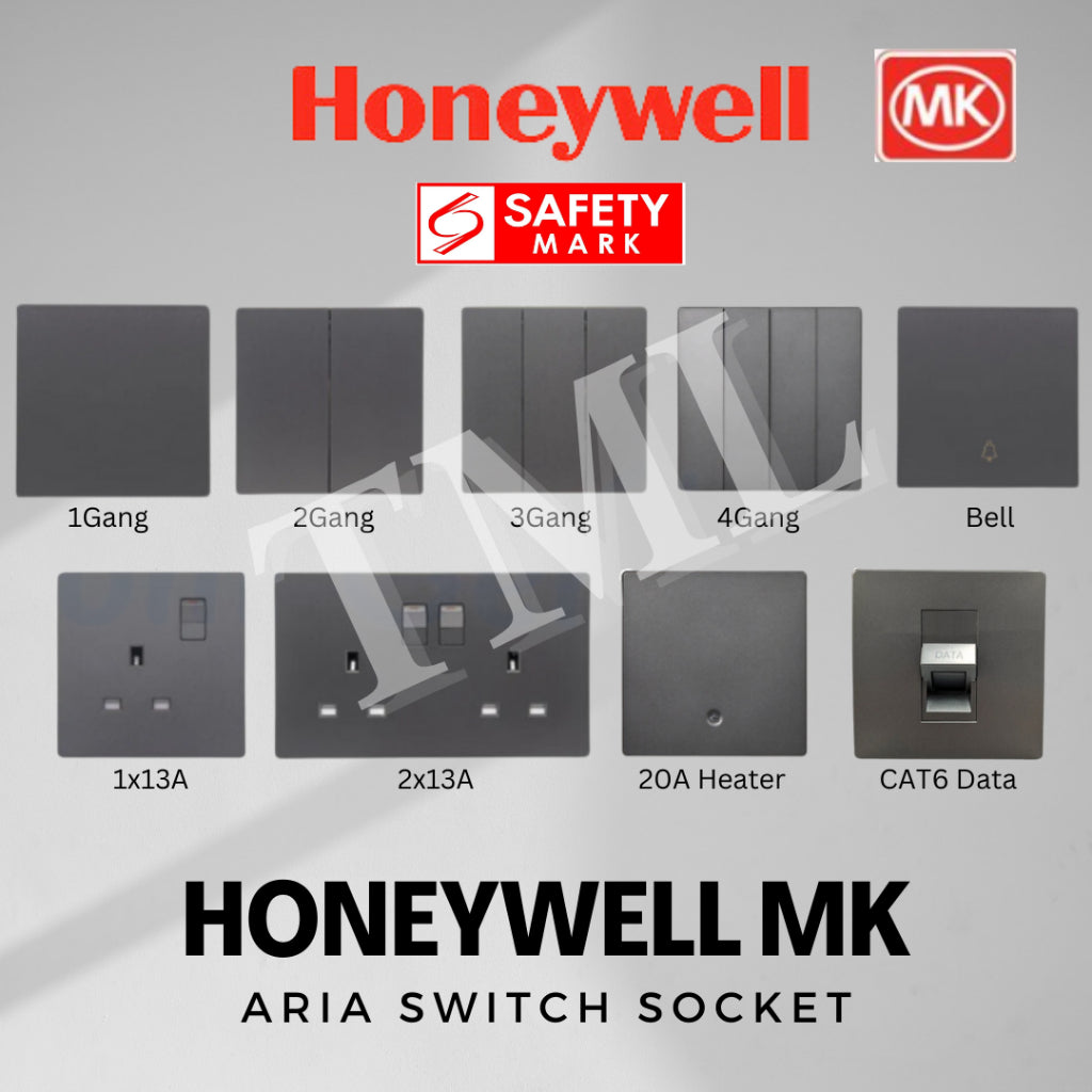 Honeywell MK Aria Switch and Socket Black White Grey Rose Gold 4HOME SINGAPORE - 4HOME